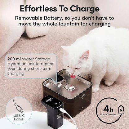 Cat Water Fountain Cordless, 88oz/2.6L Wireless Pet Water Fountains - Image 6