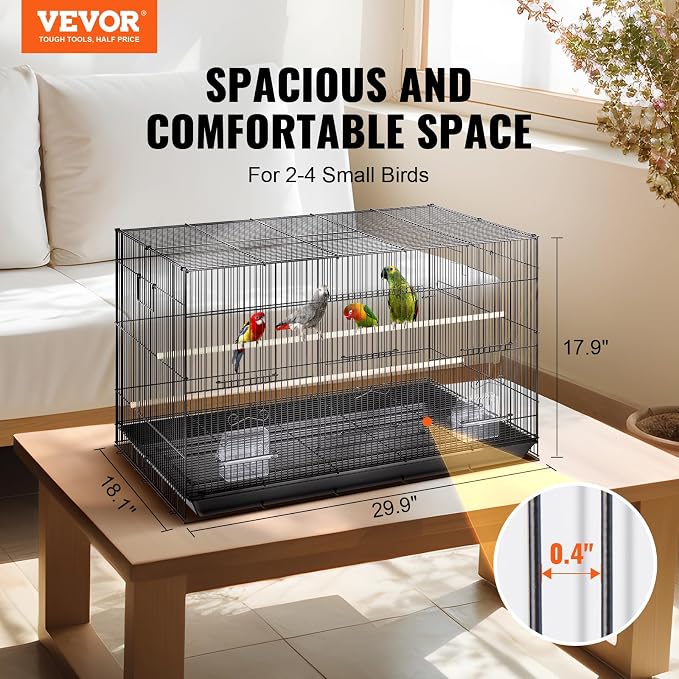 VEVOR 30 Inch Flight Bird Cage, Stackable Bird Cage Parakeet Cage - Image 2