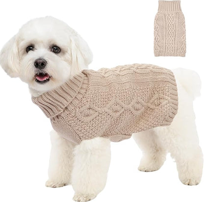 Dog Sweaters for Small Dogs Turtleneck Pullover Puppy Sweater Sleeveless Cable by Puppishy