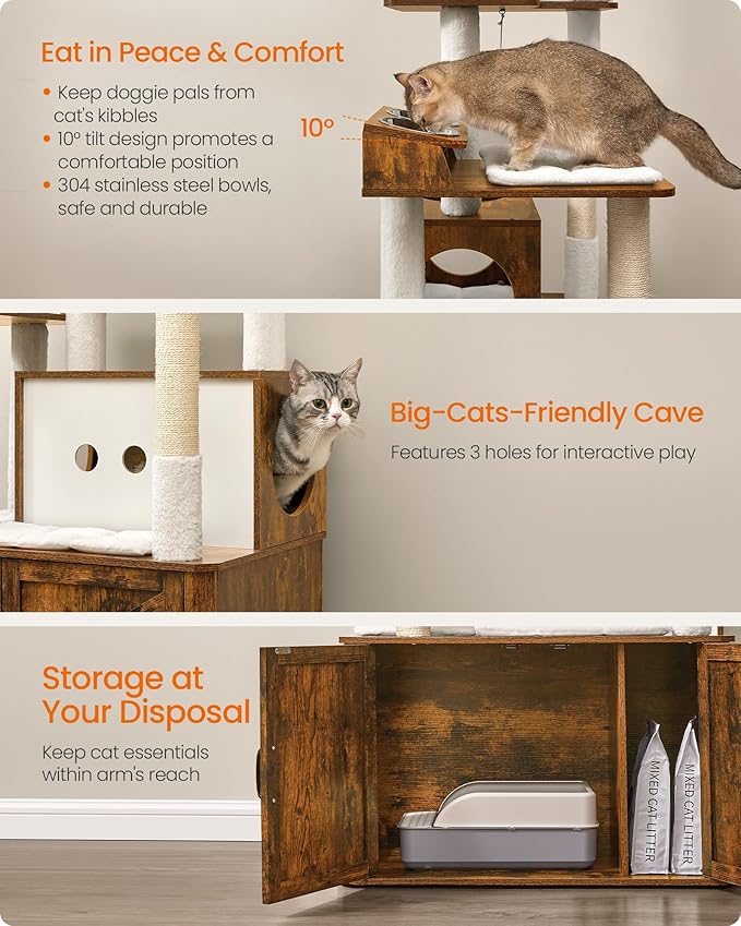 Feandrea Cat Tree, 66.9-Inch Cat Tower - Image 4