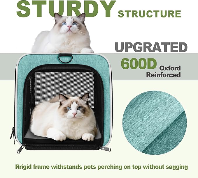 Cat Carrier 18"x11"x11" TSA Approved Ventilated Top Open Softsided Pet Air - Image 4