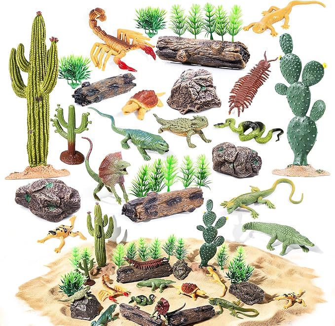 32Pcs Desert Reptiles Animals Figures Toys School Projects Diorama Kit Lizard by kukifun