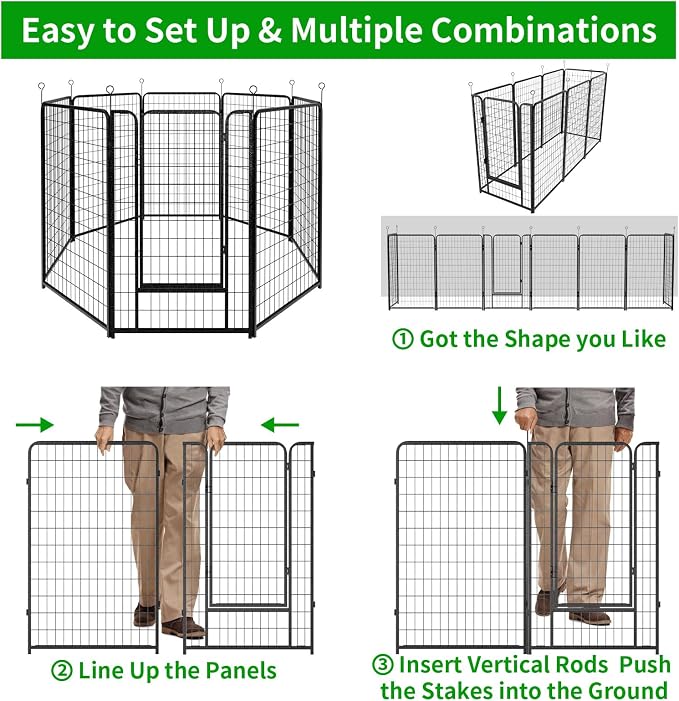Dog Playpen Outdoor Extra Wide 8 Piece Panels Heavy Duty Dog Fence 50" Height - Image 6