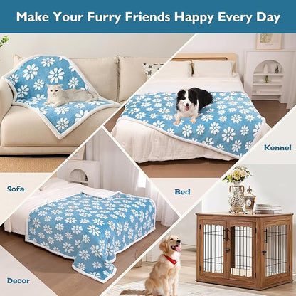 Waterproof Blanket for Dog Cat or Adult, Cute 3D Textured Flower Dog Blanket - Image 4