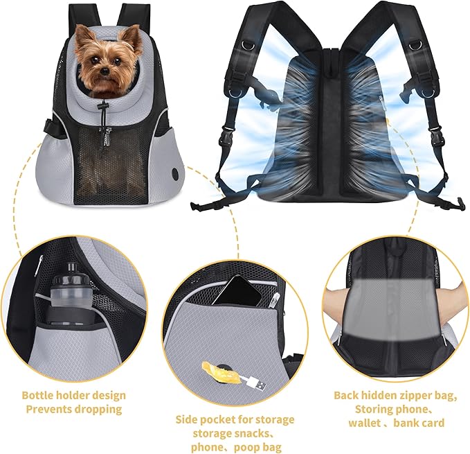 WOYYHO Pet Dog Carrier Backpack Small Dog Front Backpack Ventilated Mesh Dog - Image 3