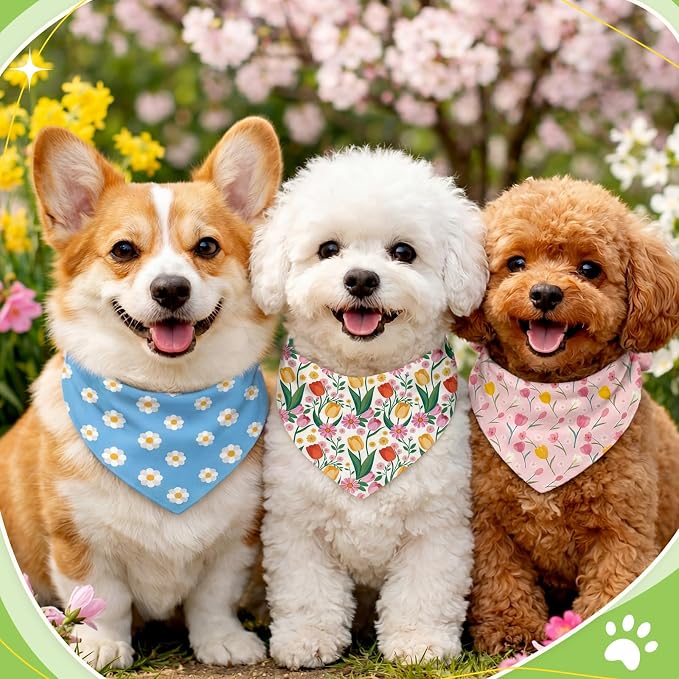 Weewooday 50 Pcs Spring Dog Bandanas Bulk - Image 2