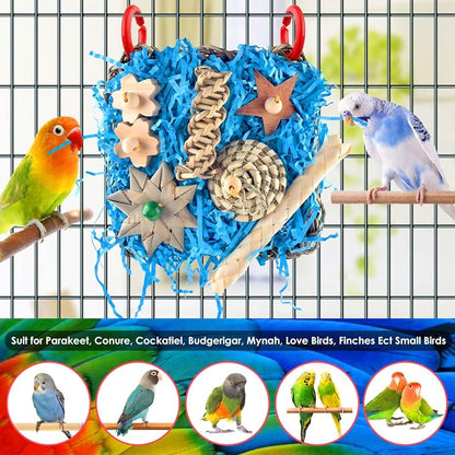 KATUMO Conure Toys, Bird Foraging Toys Parakeet Shredding Grass Mat Hanging Toys - Image 7