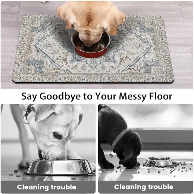 Dog Food Mats for Floors, Absorbent and Quick-Drying Pet Cat Food Mat, - Image 3