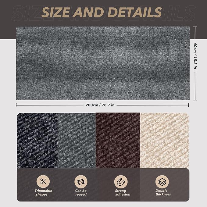 78.7"X15.8" Cat Scratching Mat, Self-Adhesive Cats Carpet, DIY Scratch - Image 4
