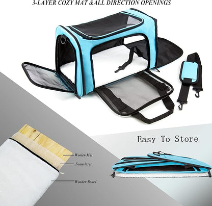 Soft Sided Carrier for Small Medium Cats Dogs, TSA Airline Approved Collapsible - Image 2