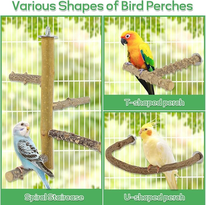 7PCS Natural Wood Bird Perches for Cage, Bird Parrot Parakeet Perch Stand - Image 3