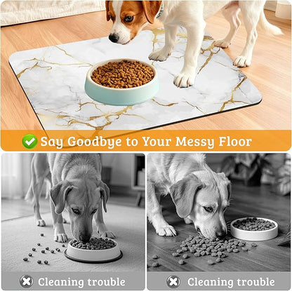 Abstract Marble Dog Food Mat, Quick Dry Dog Placemat Non Slip Rubber Backing - Image 4