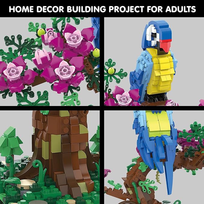 Micro Brick Flower Parrot Toy Building Sets, Home Decor and Office Art Creative - Image 6