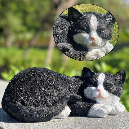 Cat Statue Outdoor Cat Figurines Garden Decor, Sleeping Tabby Statues - Image 5