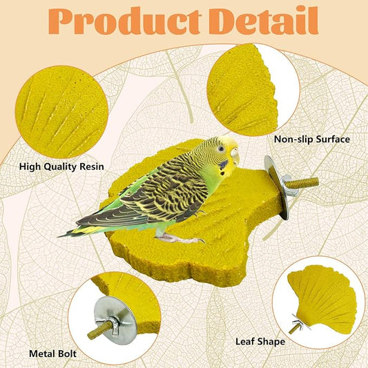 3 Pcs Parrot Perch Resin Bird Beak Grinding Stone Leaf Shape Perch Stand Foot - Image 2