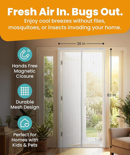 Flux Phenom Magnetic Screen Door Mesh 38x82 Inch – Easy Install, Strong Magnet - Image 2