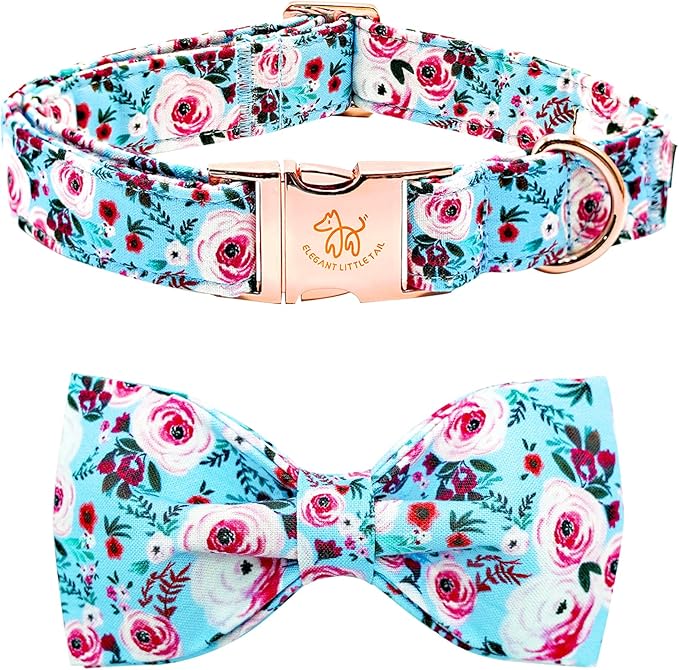 Elegant little tail Dog Collar, Rose Print Pet Collar Summer Dog Collar Durable by Elegantlittletail