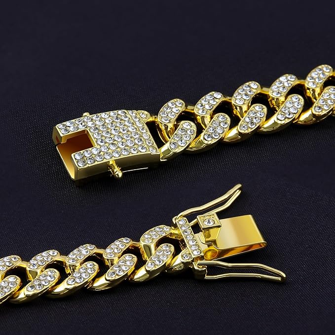 Dog Chain Designer Gold Crystal Pet Collar Cuban Link Chain - Image 5