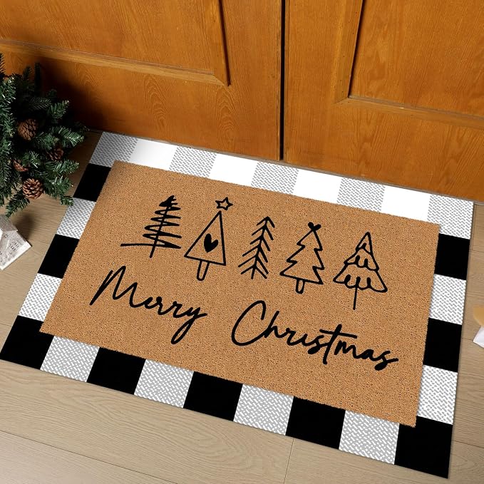 Tinideya 2 Pcs Door Mat Welcome Non Slip Coir Mats Floor Layering Doormats - Image 3
