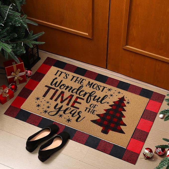 Tinideya 2 Pcs Door Mat Welcome Non Slip Coir Mats Floor Layering Doormats - Image 3
