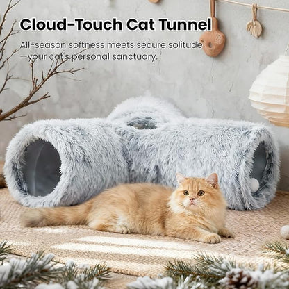 Tempcore Plush Cat Tunnel for Indoor Cats，Collapsible 3-Way Pet Tunnel Toy - Image 5