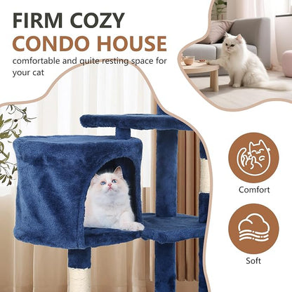 FDW | 36" Cat Tree Tower | Navy Blue | Multi-Level Indoor Activity Center - Image 4