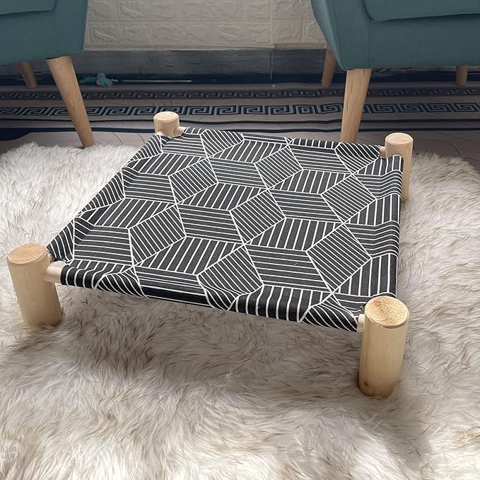 Pozico Cat/Dog Bed Hammock Cat Bed, Wooden Dog Elevated Indoor Outdoor Beds - Image 3