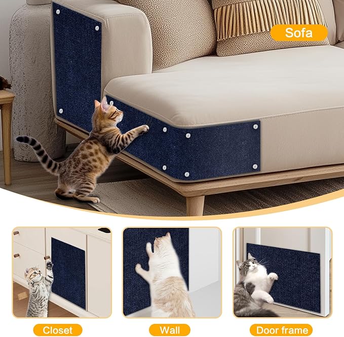 Cat Scratch Mat, 118.5"x17.4" Trimmable Self-Adhesive Cat Scratch Furniture - Image 8