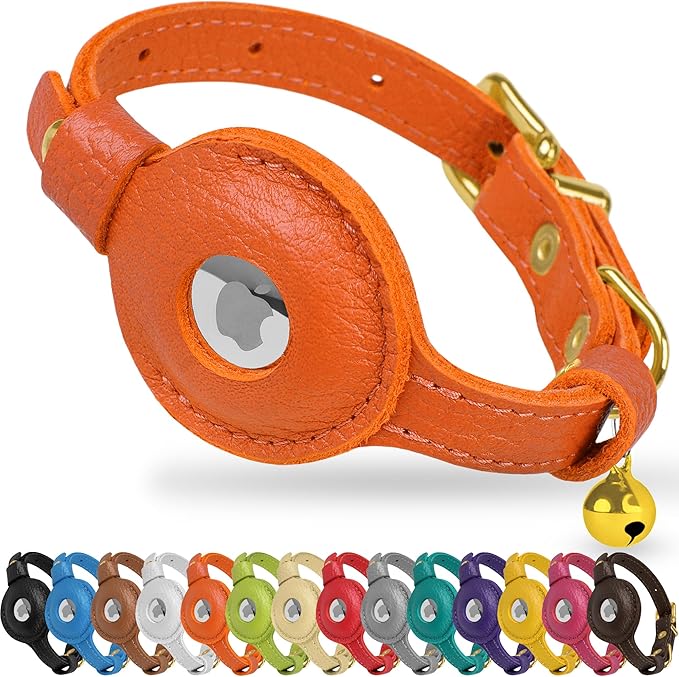 OOPSDOGGY Leather AirTag Cat Collar by OOPSDOGGY
