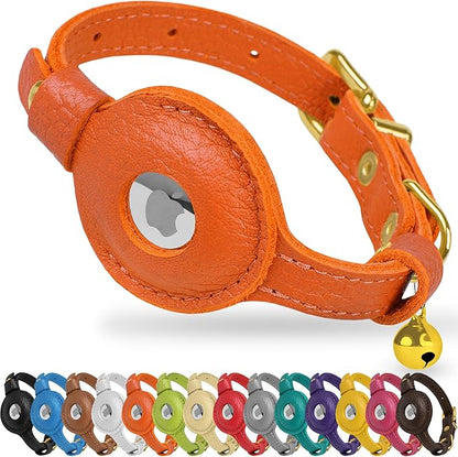 OOPSDOGGY Leather AirTag Cat Collar by OOPSDOGGY