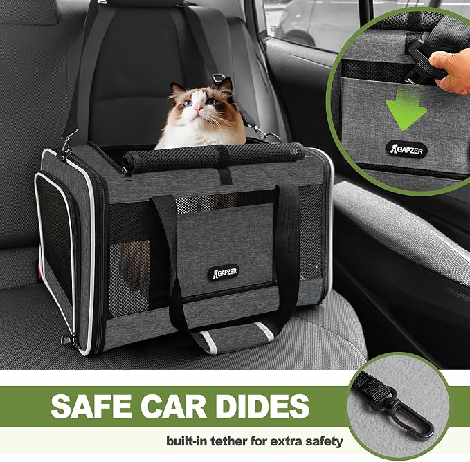 Cat Carrier 18x11x11 Top Load Soft Pet Travel Bag Over 15 lbs, Collapsible - Image 8