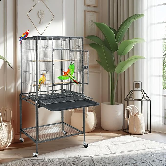 ZENY 53-Inch Bird Flight Cage, Wrought Iron Standing Large - Image 2
