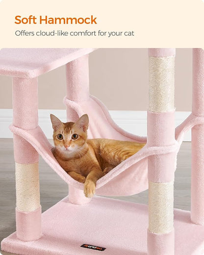 Feandrea Cat Tree, 55.1-Inch Cat Tower, Plush Multi-Level Condo - Image 4