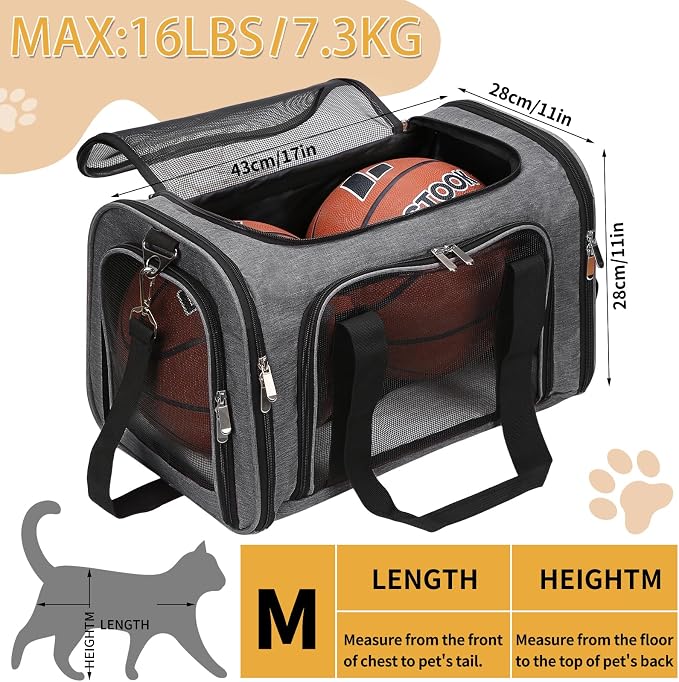Soft-Sided Cat/Dog/Pet Carrier, Collapsible Pets Travel Carriers - Image 3