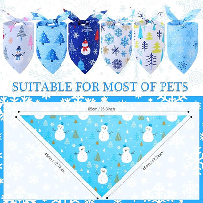 Abbylike 50 Pieces Winter Dog Bandanas Bulk Blue Snowflake Dog Bandanas - Image 3