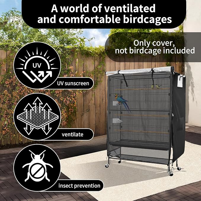Bird Cage Covers for Night, 38”L×23”W×51”H, 420D Fabric Washable Waterproof - Image 2