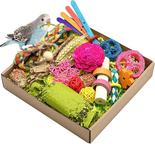 Natural Bird Toy Foraging Parrot Shredding Toys Box Conure Chewing Toys by LOPERDEVE