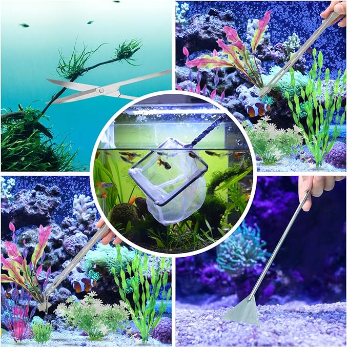 Extra Long Aquarium Aquascaping Tools Kit 8 in 1, Liveek Stainless Steel - Image 7