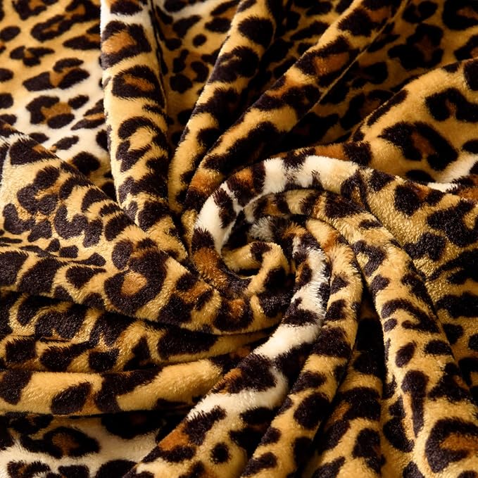 Bnuitland Leopard Print Fleece Flannel Throw - Image 7