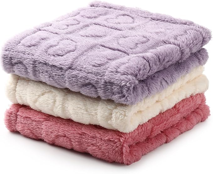 Tegeme 3 Pcs Small Dog Blanket 280 GSM Washable Pet Bed Cover Soft Fluffy Puppy by Tegeme