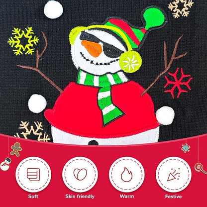 Christmas Dog Sweaters Xmas Pet Outfit Clothes Cute Black Snowman Costume Puppy - Image 5