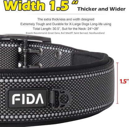 Fida Heavy Duty Dog Collar 1.5” Width, Ultra Soft Neoprene Padded, Adjustable - Image 2