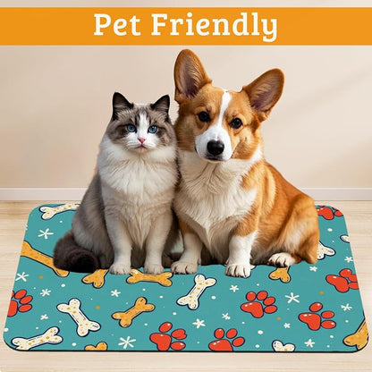 Dog Paws Cat Food Mat, Bones Absorbent Pet Feeding Mat - Image 2
