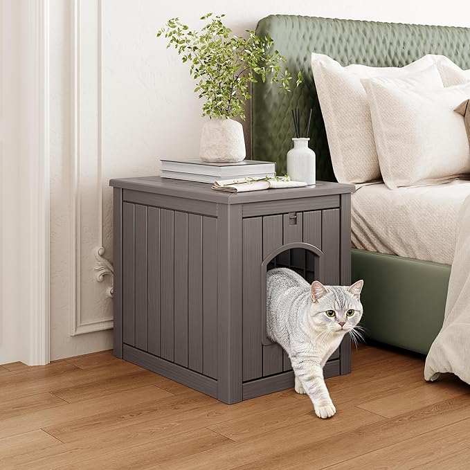Cat Litter Box Enclosure, Plastic Hidden Litter Box Side Table - Image 3