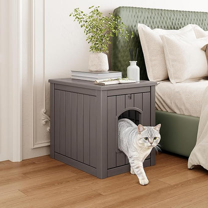 Cat Litter Box Enclosure, Plastic Hidden Litter Box Side Table - Image 3