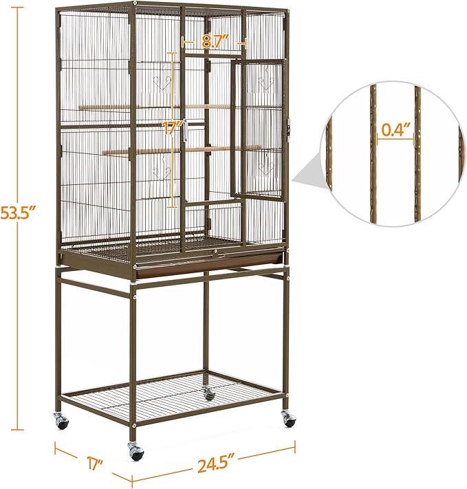 Topeakmart 53.5inch Large Bird Cage Metal Mobile Parrot Cage - Image 4