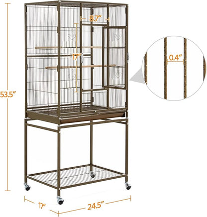 Topeakmart 53.5inch Large Bird Cage Metal Mobile Parrot Cage - Image 4