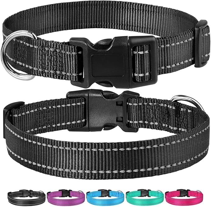 Reflective Dog Collar with Buckle Adjustable Safety Nylon Collars - Image 6