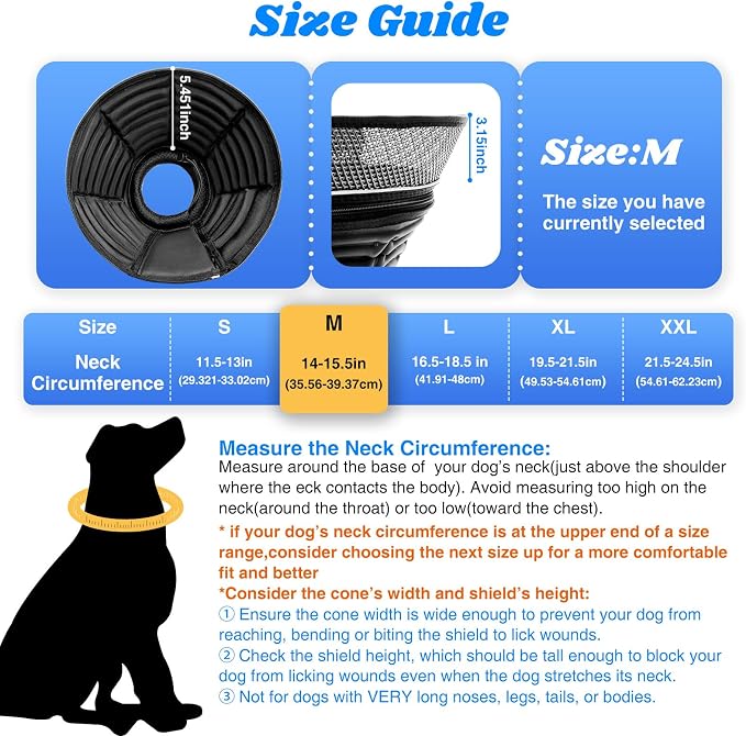 Inflatable Dog Cone for Dogs After Surgery, Soft Adjustable Elizabethan Collar - Image 2