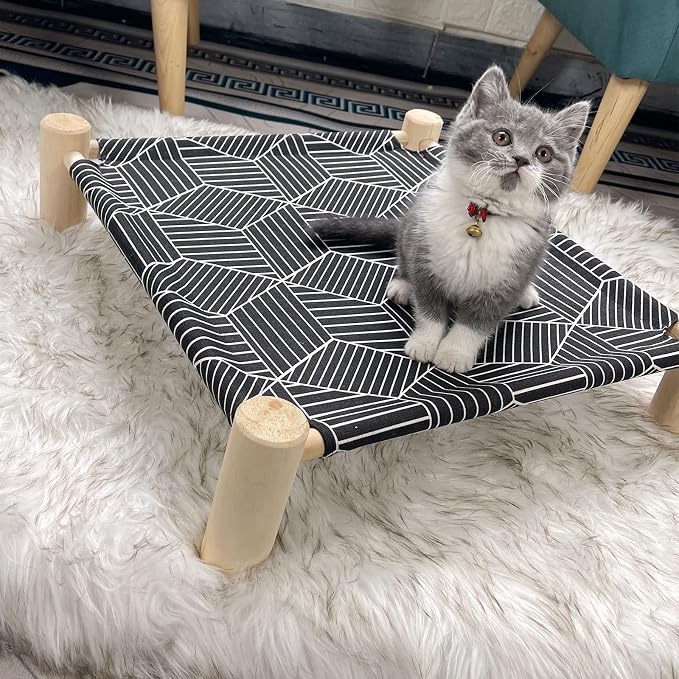 Pozico Cat/Dog Bed Hammock Cat Bed, Wooden Dog Elevated Indoor Outdoor Beds - Image 2